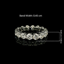 18K White Gold Natural Round Diamond Full Eternity Band Ring | Classic Wedding Anniversary Jewelry