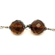 Mocha Brown Smoky Quartz 13.5mm Ball Facet Dangle Gemstone Earrings