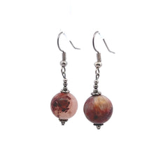 Brown Jasper 12mm Ball Plain Dangle Gemstone Earrings