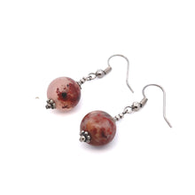 Brown Jasper 12mm Ball Plain Dangle Gemstone Earrings