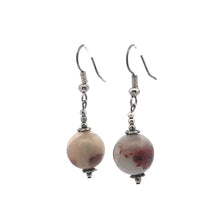 Brown Jasper 12mm Ball Plain Dangle Gemstone Earrings