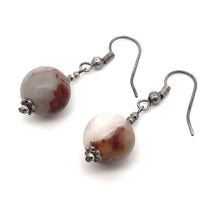 Brown Jasper 12mm Ball Plain Dangle Gemstone Earrings