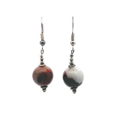 Brown Jasper 12mm Ball Plain Dangle Gemstone Earrings