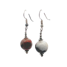 Brown Jasper 12mm Ball Plain Dangle Gemstone Earrings