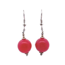 Jade Light Red 14mm Ball Plain Dangle Gemstone Earrings