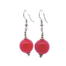 Jade Light Red 14mm Ball Plain Dangle Gemstone Earrings