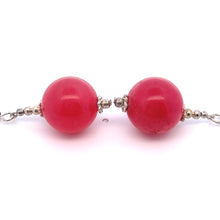 Jade Light Red 14mm Ball Plain Dangle Gemstone Earrings