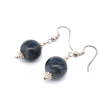 Black Eagle's Eye 12mm Ball Plain Dangle Gemstone Earrings