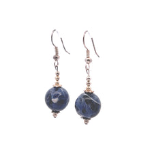 Blue Sodalite 12mm Ball Plain Dangle Gemstone Earrings