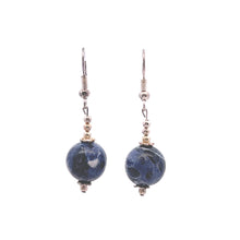 Blue Sodalite 12mm Ball Plain Dangle Gemstone Earrings