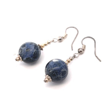 Blue Sodalite 12mm Ball Plain Dangle Gemstone Earrings