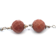 Orangey Brown Sandstone 12mm Ball Facet Dangle Gemstone Earrings