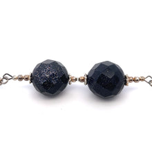 Dark Blue Sandstone 14mm Ball Facet Dangle Gemstone Earrings