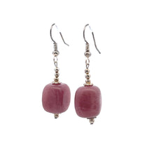 Pink Rhodonite 14x11x10mm Tumble Plain Dangle Gemstone Earrings