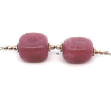 Pink Rhodonite 14x11x10mm Tumble Plain Dangle Gemstone Earrings