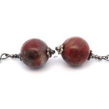 Brown Jasper 12mm Ball Plain Dangle Gemstone Earrings