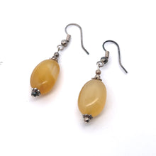 Yellow Chalcedony 16x11x8mm Tumble Plain Dangle Gemstone Earrings