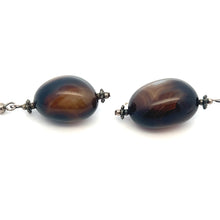 Black Chalcedony 22x16x13mm Tumble Plain Dangle Gemstone Earrings