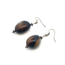 Black Chalcedony 22x16x13mm Tumble Plain Dangle Gemstone Earrings