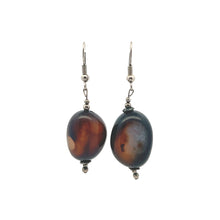 Black Chalcedony 22x16x13mm Tumble Plain Dangle Gemstone Earrings