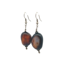 Black Chalcedony 22x16x13mm Tumble Plain Dangle Gemstone Earrings