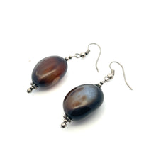 Black Chalcedony 22x16x13mm Tumble Plain Dangle Gemstone Earrings