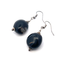 Black Chalcedony 18x17x12mm Tumble Plain Dangle Gemstone Earrings