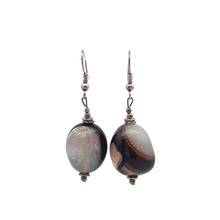 Black Chalcedony 20x16x15mm Tumble Plain Dangle Gemstone Earrings