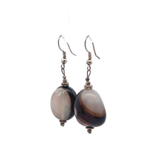 Black Chalcedony 20x16x15mm Tumble Plain Dangle Gemstone Earrings