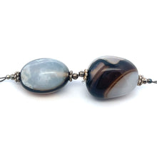 Black Chalcedony 20x16x15mm Tumble Plain Dangle Gemstone Earrings