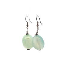 Green Chalcedony 24x18x15mm Tumble Plain Dangle Gemstone Earrings