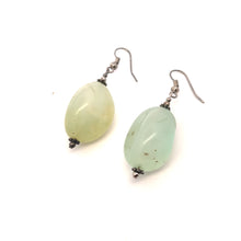 Green Chalcedony 24x18x15mm Tumble Plain Dangle Gemstone Earrings