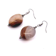 Brown Chalcedony 21x19x13mm Tumble Plain Dangle Gemstone Earrings