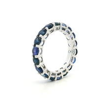 18K White Gold Natural Round Blue Sapphire Full Eternity Band Ring | September Birthstone Elegance