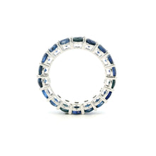 18K White Gold Natural Round Blue Sapphire Full Eternity Band Ring | September Birthstone Elegance