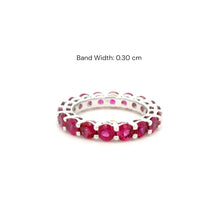 18K White Gold Natural Round Ruby Full Eternity Band Ring | Classic Wedding Anniversary Jewelry