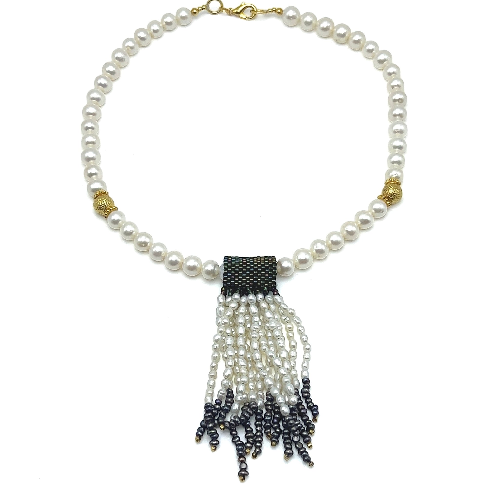 Elegant Plain Pearl Ball With Lariat Style Necklace