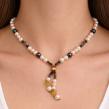 Natural Multi Tourmaline Pearl Peridot Citrine Beads Necklace
