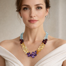 Natural White Topaz Garnet Citrine Swiss Blue Topaz Amethyst Gemstone Semi Necklace