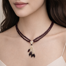 Natural Plain Garnet Tube & Pearl Gemstone Necklace