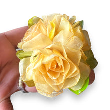 Handmade Brooch Boutonniere Unique Fish Scales Tri-Sided Yellow Rose