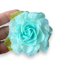 Handmade Brooch Boutonniere Unique Fish Scales Baby Blue Rose