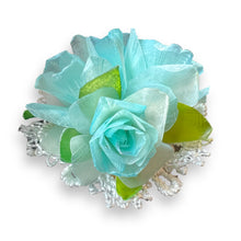 Handmade Brooch Boutonniere Unique Fish Scales Tri-Sided Baby Blue Rose