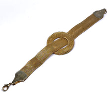 Vintage Style Woven Gold-Tone Mesh Bracelet with Textured Loop Clasp