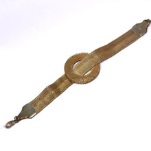 Vintage Style Woven Gold-Tone Mesh Bracelet with Textured Loop Clasp