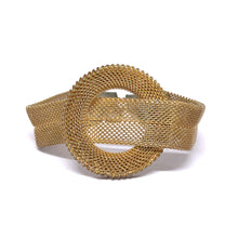Vintage Style Woven Gold-Tone Mesh Bracelet with Textured Loop Clasp
