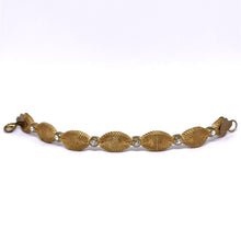 Vintage Art Woven Gold-Tone Mesh Bracelet with Rhinestone Marquise Links