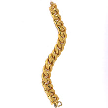 Yellow Gold Plated Modern Chain Bracelet – Diagonal Etched Curb Link Design