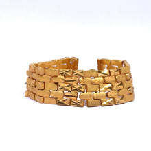 Yellow Gold Micron Plated Geometric Bracelet – Textured Links & Shiny Accents