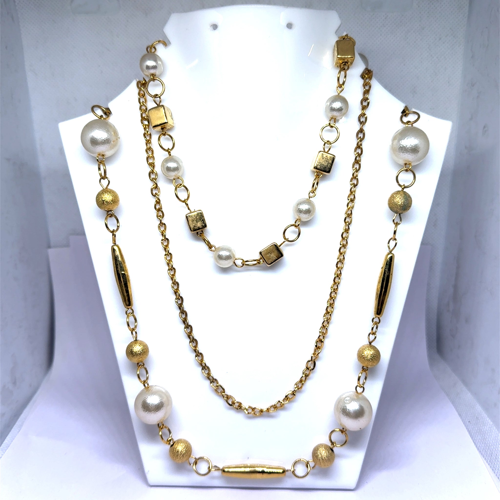 Gold plated Square Wheat Engraved Chain Gold Plated Necklace Jewelry